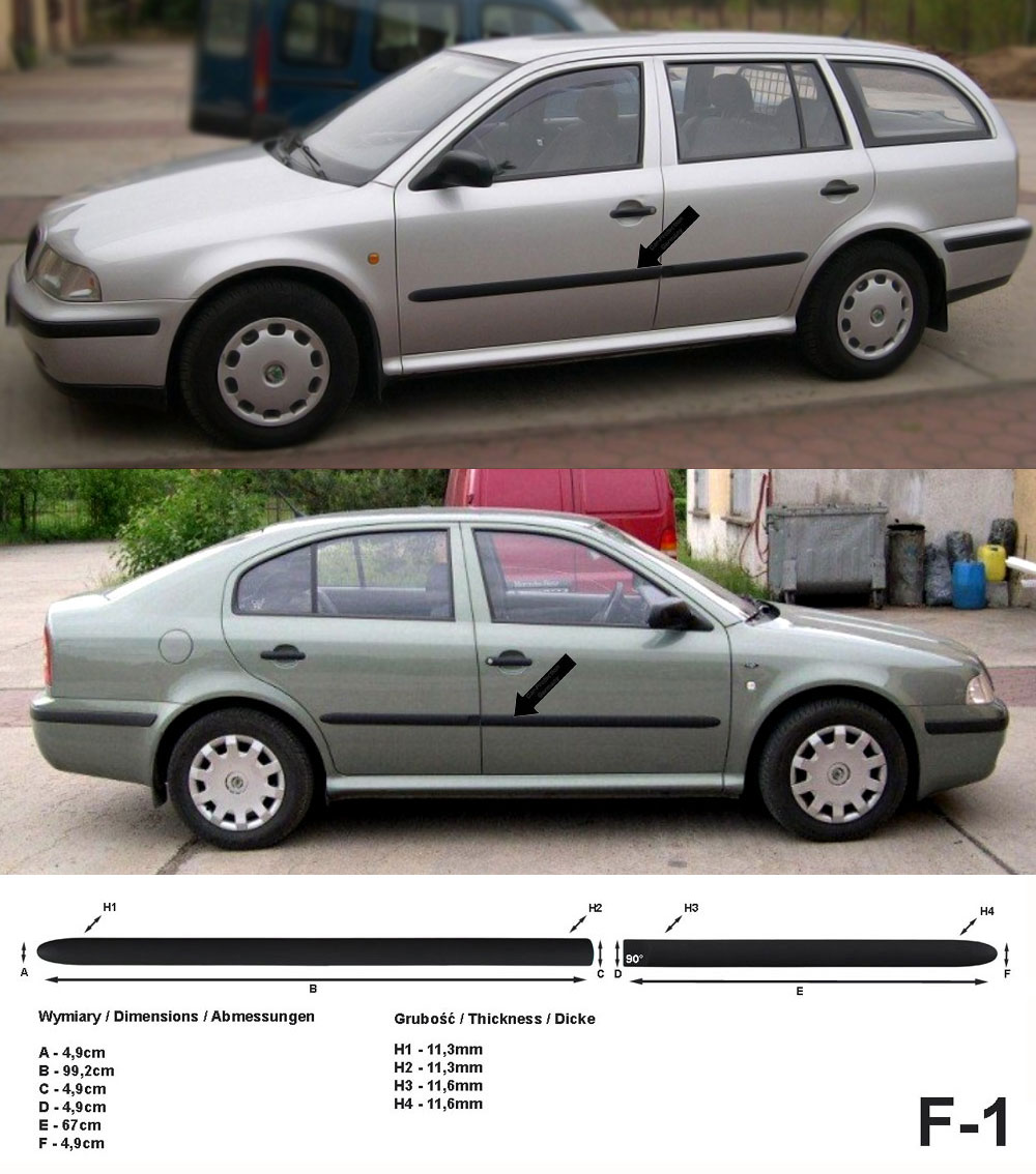Seitenschutzleisten schwarz für Skoda Octavia I Kombi Limousine 09.1996-2010 F1