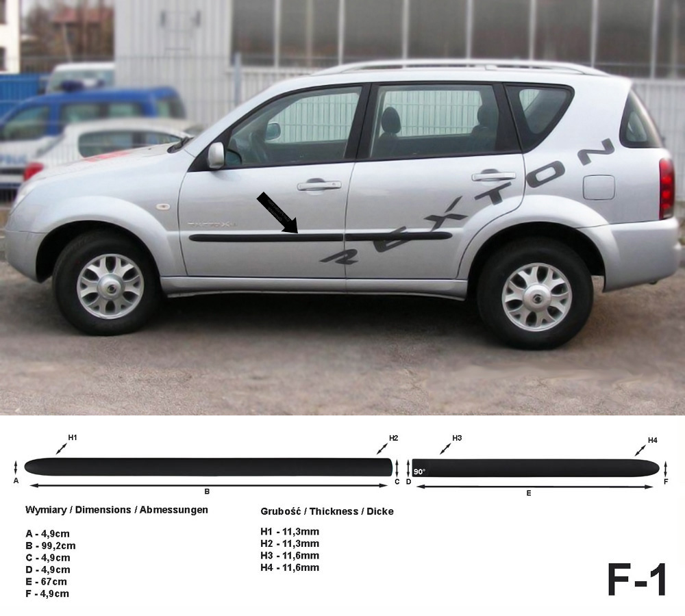 Seitenschutzleisten schwarz für SsangYong Rexton I SUV facelift 2006-2012 F1
