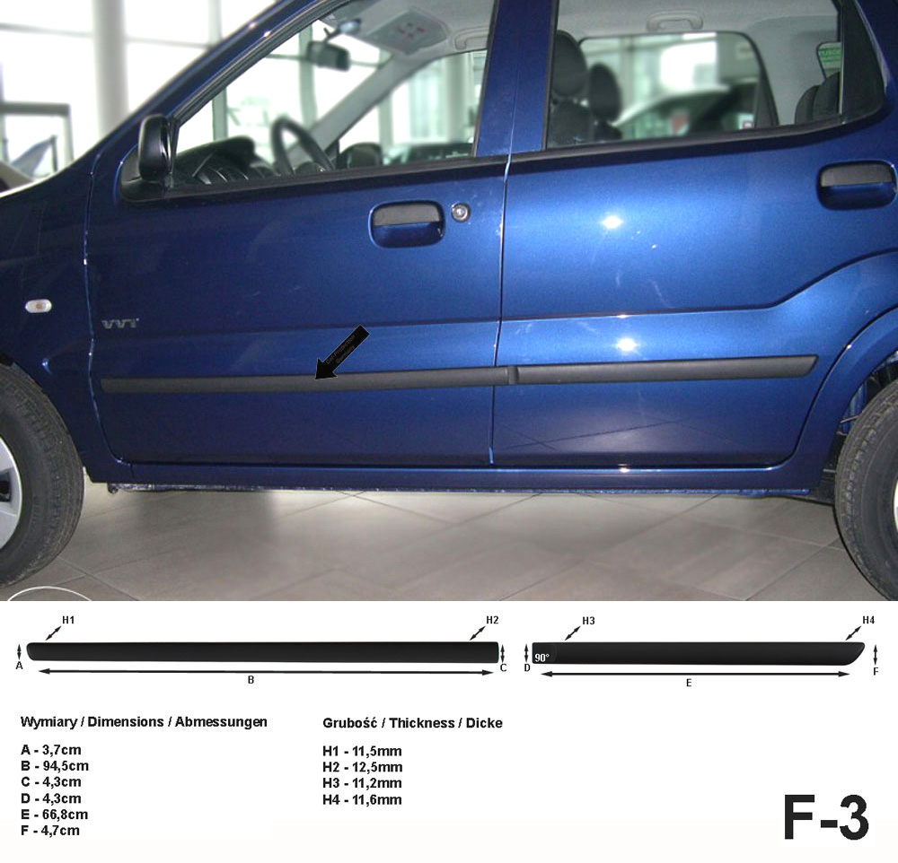 Seitenschutzleisten schwarz für Suzuki Ignis I & II SUV 5-Türer 2000-2008 F3