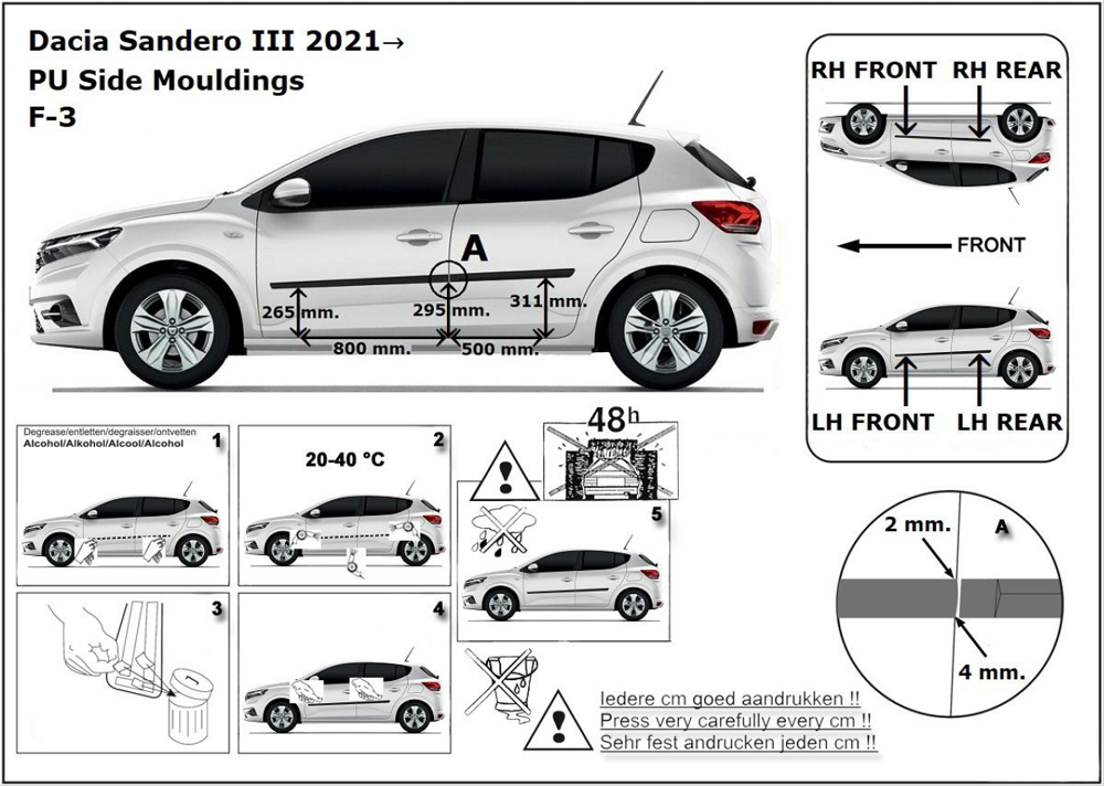 Seitenschutzleisten schwarz für Dacia Sandero Stepway III Typ DJF ab 2021-  F3
