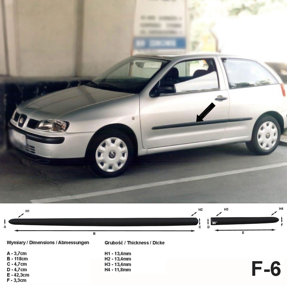 Seitenschutzleisten schwarz für Seat Ibiza II & III Typ 6K 3-Türer 1993-2002 F6