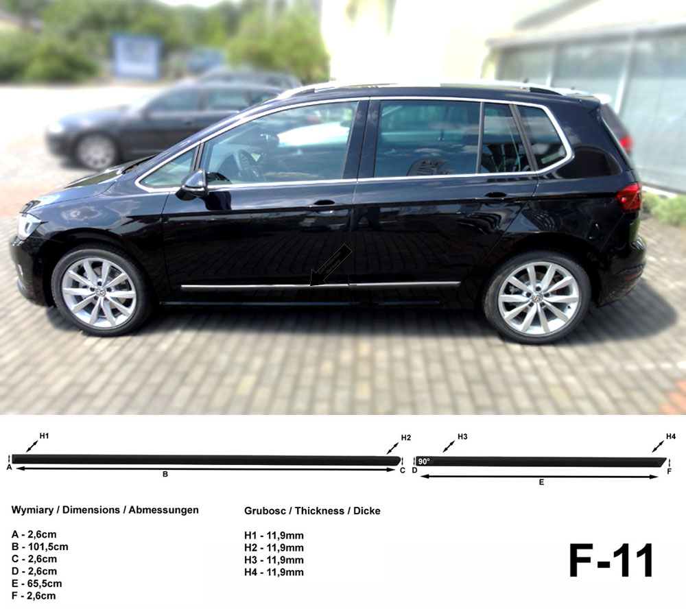Seitenschutzleisten schwarz für Volkswagen VW Golf Sportsvan Schrägh. 2014- F11
