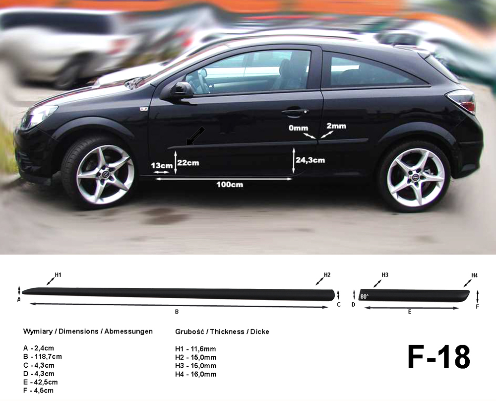 Seitenschutzleisten schwarz für Opel Astra H GTC Coupé & TwinTop 2005-2011 F18