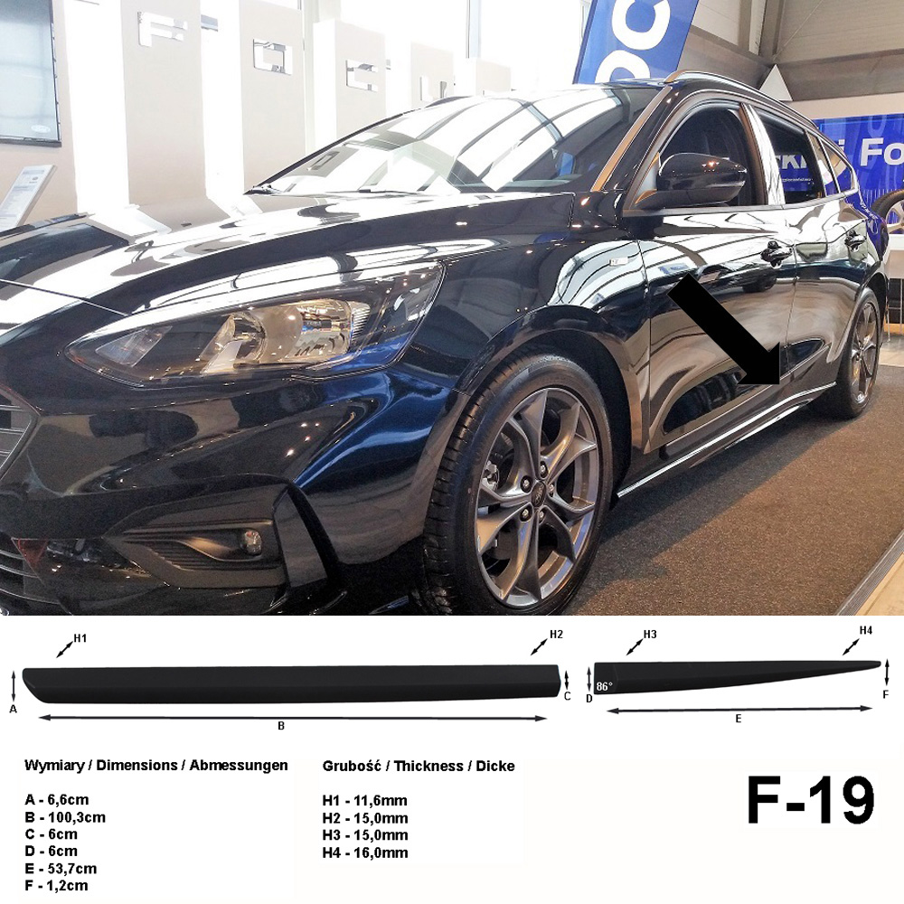Seitenschutzleisten schwarz für Ford Focus MK IV Kombi ab Baujahr 09.2018- F19