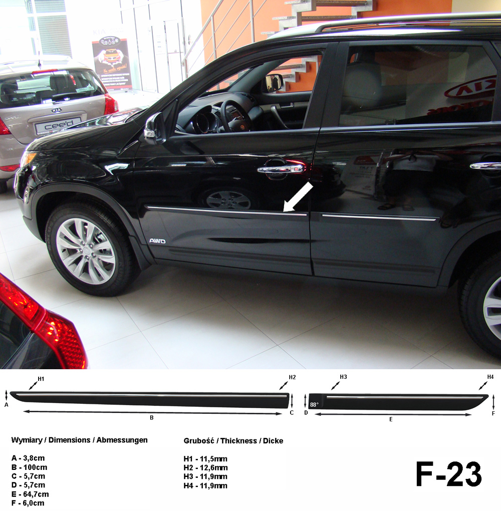 Seitenschutzleisten schwarz für Kia Sorento II SUV Kombi XM 11.2010-12.2014 F23