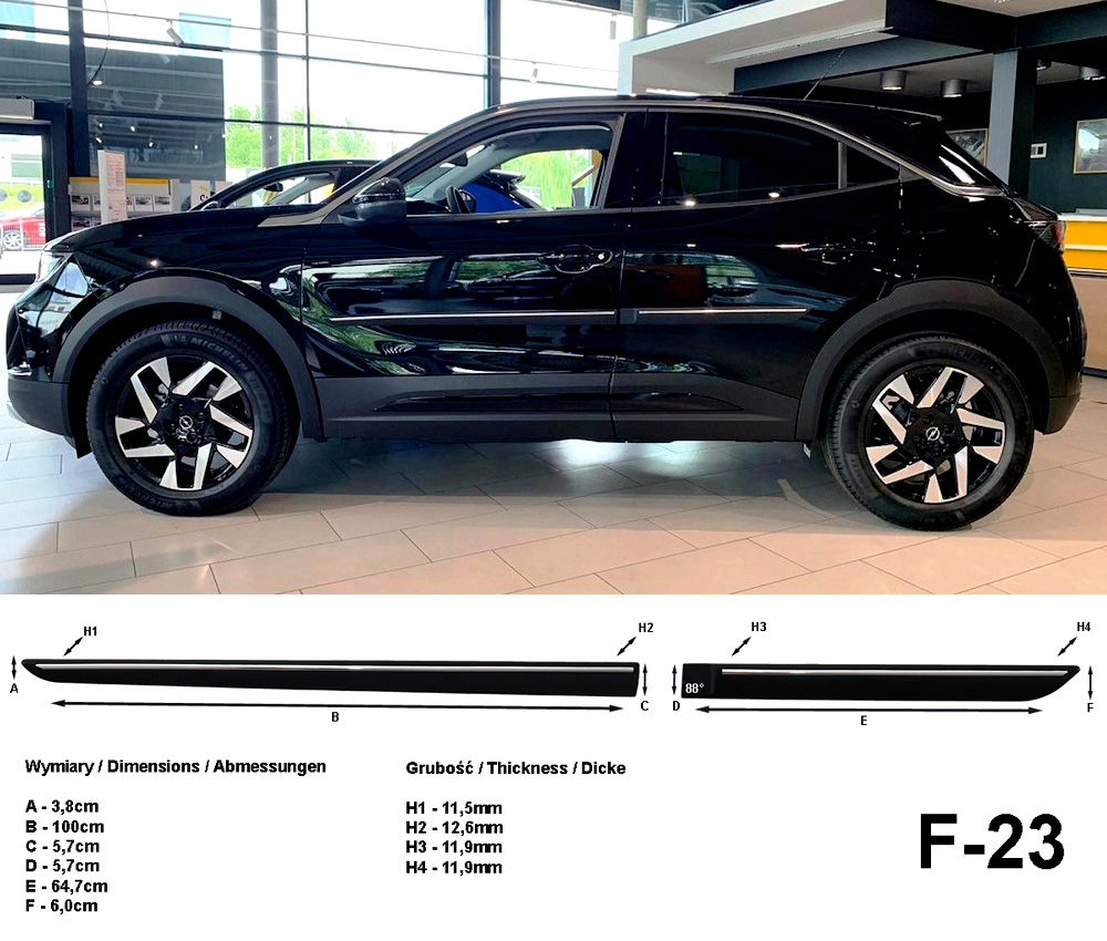 Seitenschutzleisten schwarz für Opel Mokka B SUV ab Baujahr 09.2020- F23
