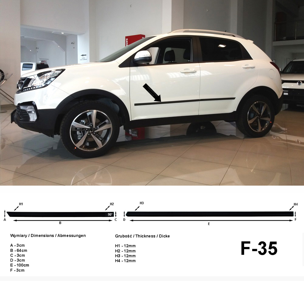Seitenschutzleisten schwarz für SsangYong Korando SUV ab facelift Bj. 2017- F3