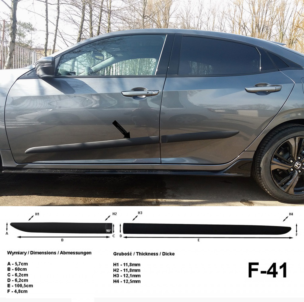 Seitenschutzleisten schwarz für Honda Civic X Schrägheck 5-Türer ab 09.2016- F41