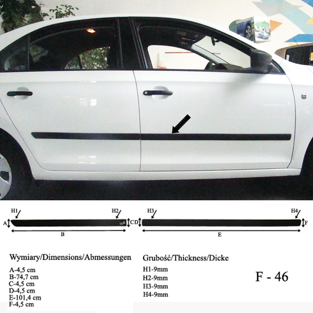 Seitenschutzleisten schwarz für Skoda Rapid hatchback Schrägheck ab 07.2012- F46