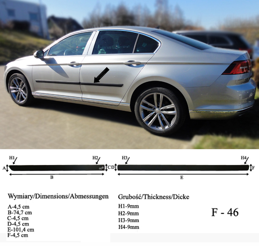 Seitenschutzleisten schwarz für VW Passat B8 Limousine Typ 3G2 ab 08.2014- F46