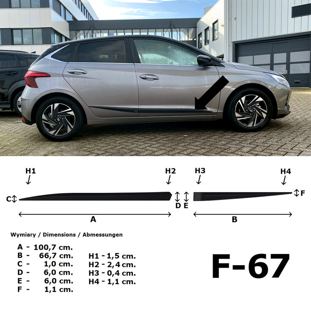 Seitenschutzleisten schwarz für Hyundai i20 3.Generation 5-Türer ab 08.2020- F67