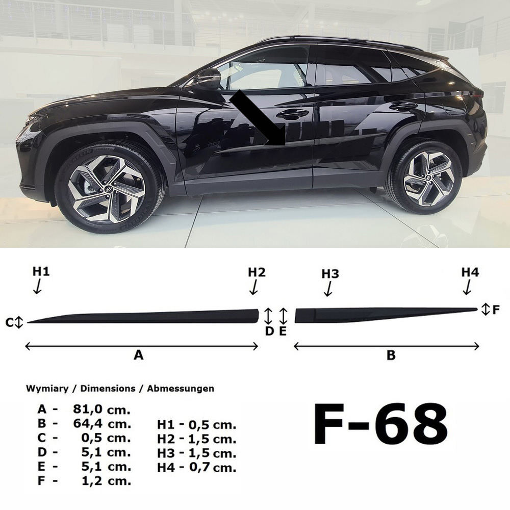 Seitenschutzleisten schwarz für Hyundai Tucson SUV 4. Gen. Typ NX4 09.2020- F68