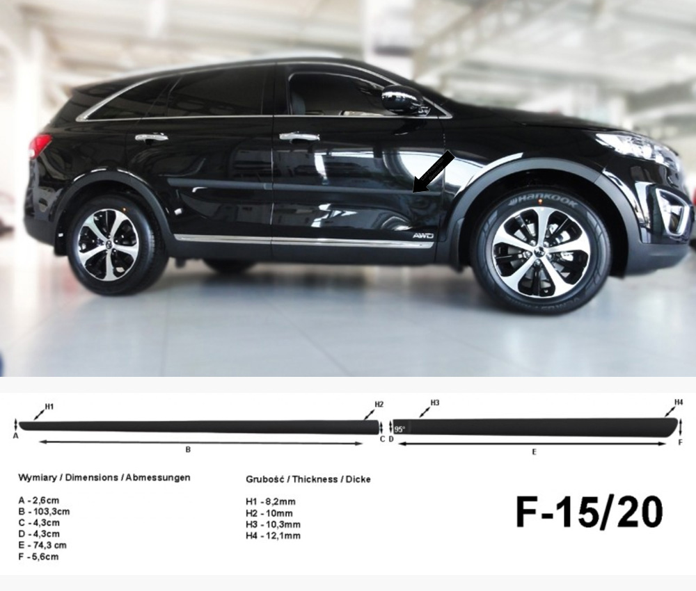 Seitenschutzleisten schwarz für Kia Sorento III SUV Kombi Typ UM ab 2015- F15/20