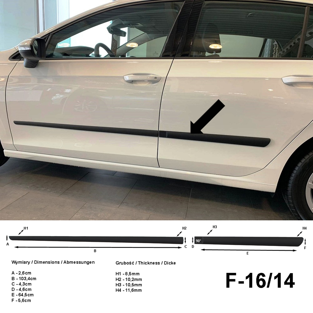 Seitenschutzleisten schwarz für VW Golf VIII Typ CD ab Baujahr 10.2019- F16/14