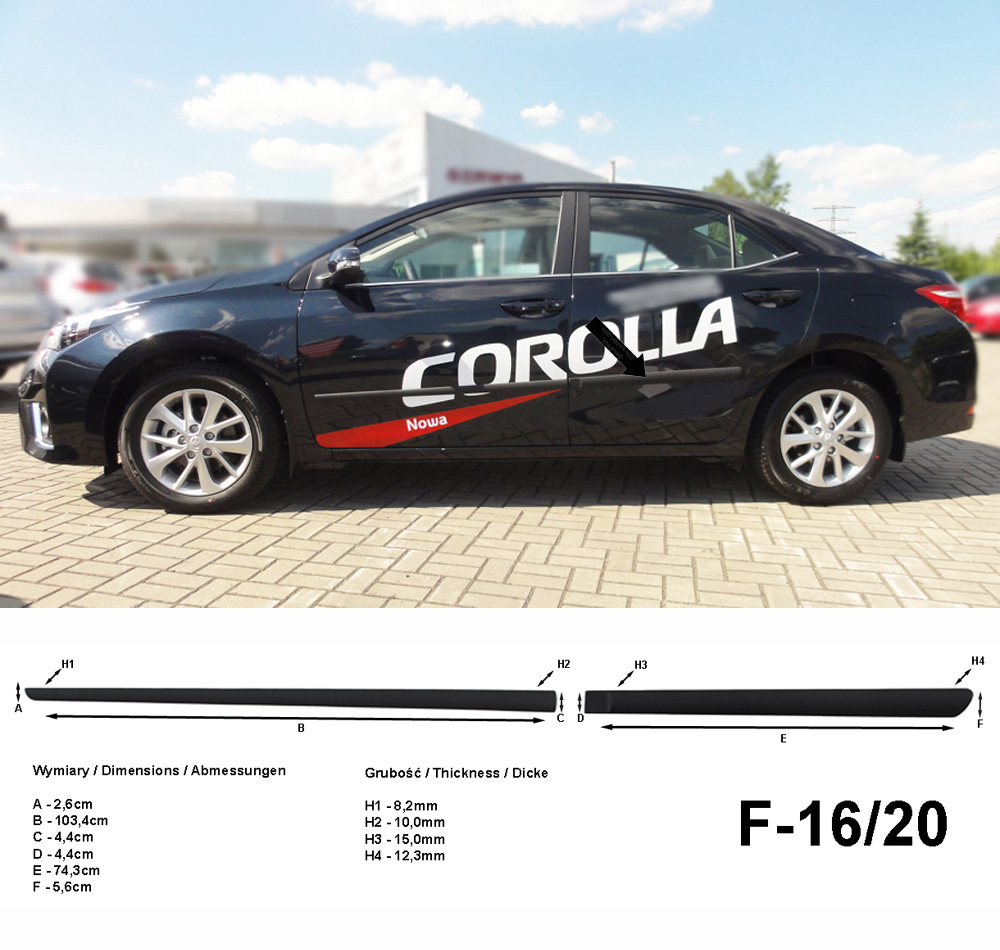 Seitenschutzleisten schwarz für Toyota Corolla Limousine ab 06.2013- F16/20
