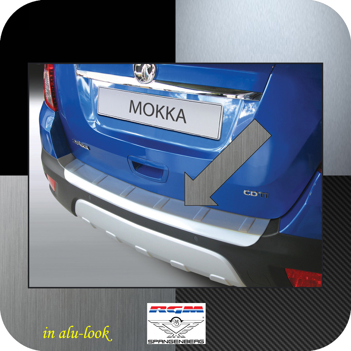 Ladekantenschutz Alu-Look Opel Mokka SUV Kombi 2012-16 gerippt 3504604