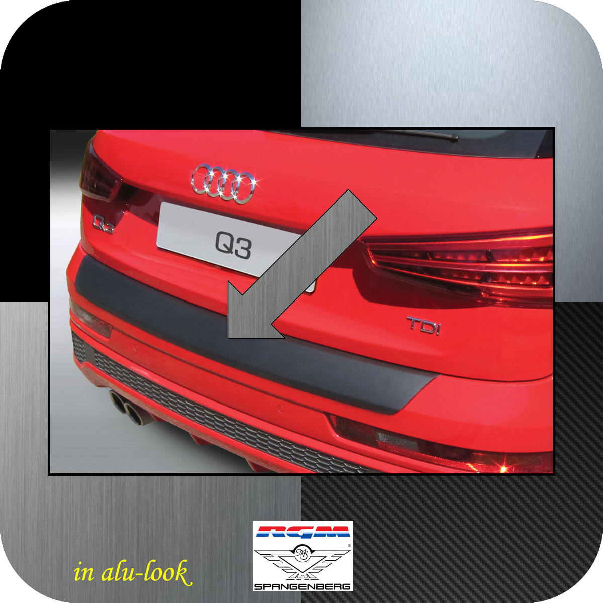 Ladekantenschutz Alu-Look Audi Q3 auch RS Kompakt SUV 2011-18 3504762