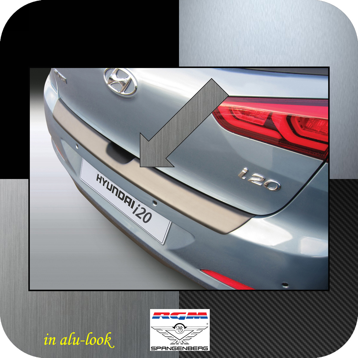 Ladekantenschutz Alu-Look Hyundai i20 II Schrägheck 5-Türer 2014-2018 3504786