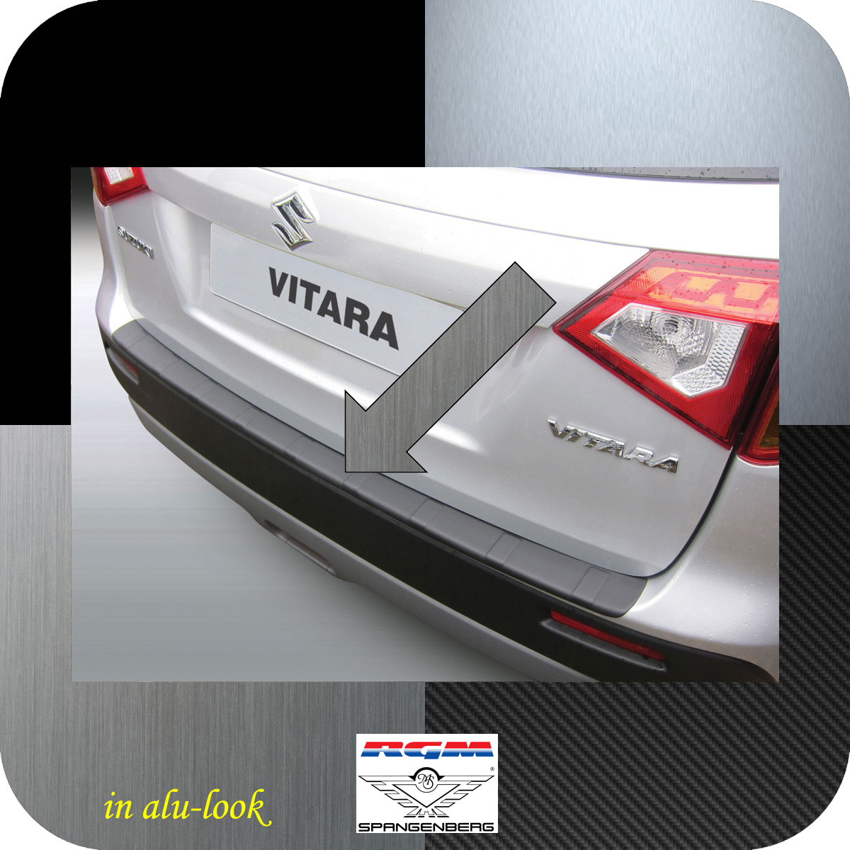 Ladekantenschutz Alu-Look gerippt Suzuki Vitara SUV ab Baujahr 03.2015- 3504995