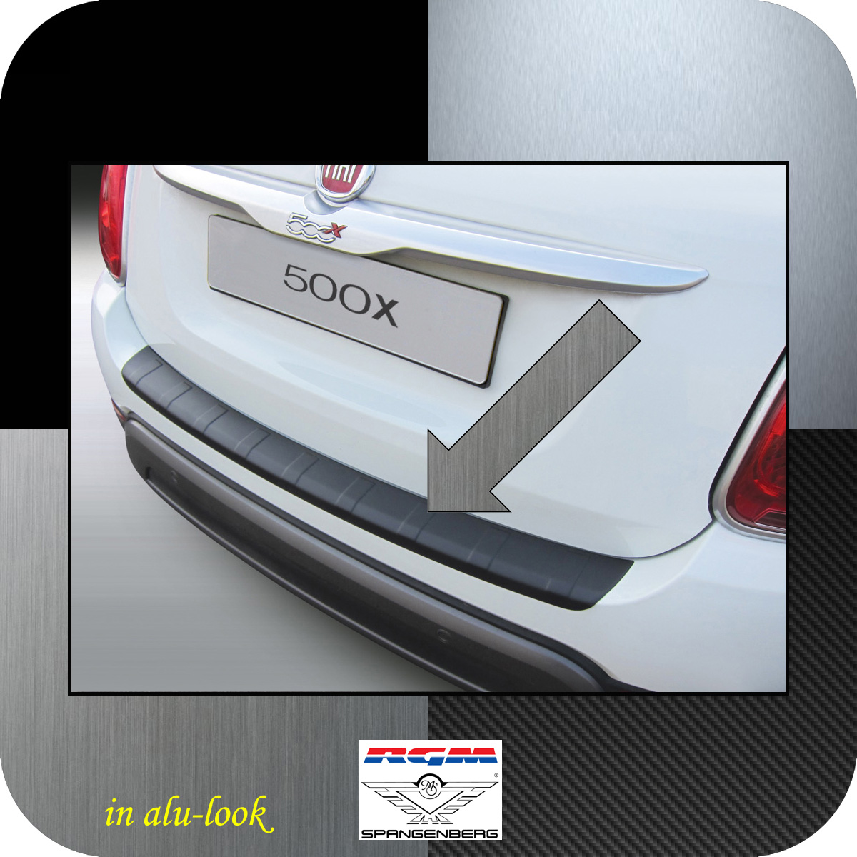 Ladekantenschutz Alu-Look gerippt Fiat 500X Baujahre 2014-2018 3504997