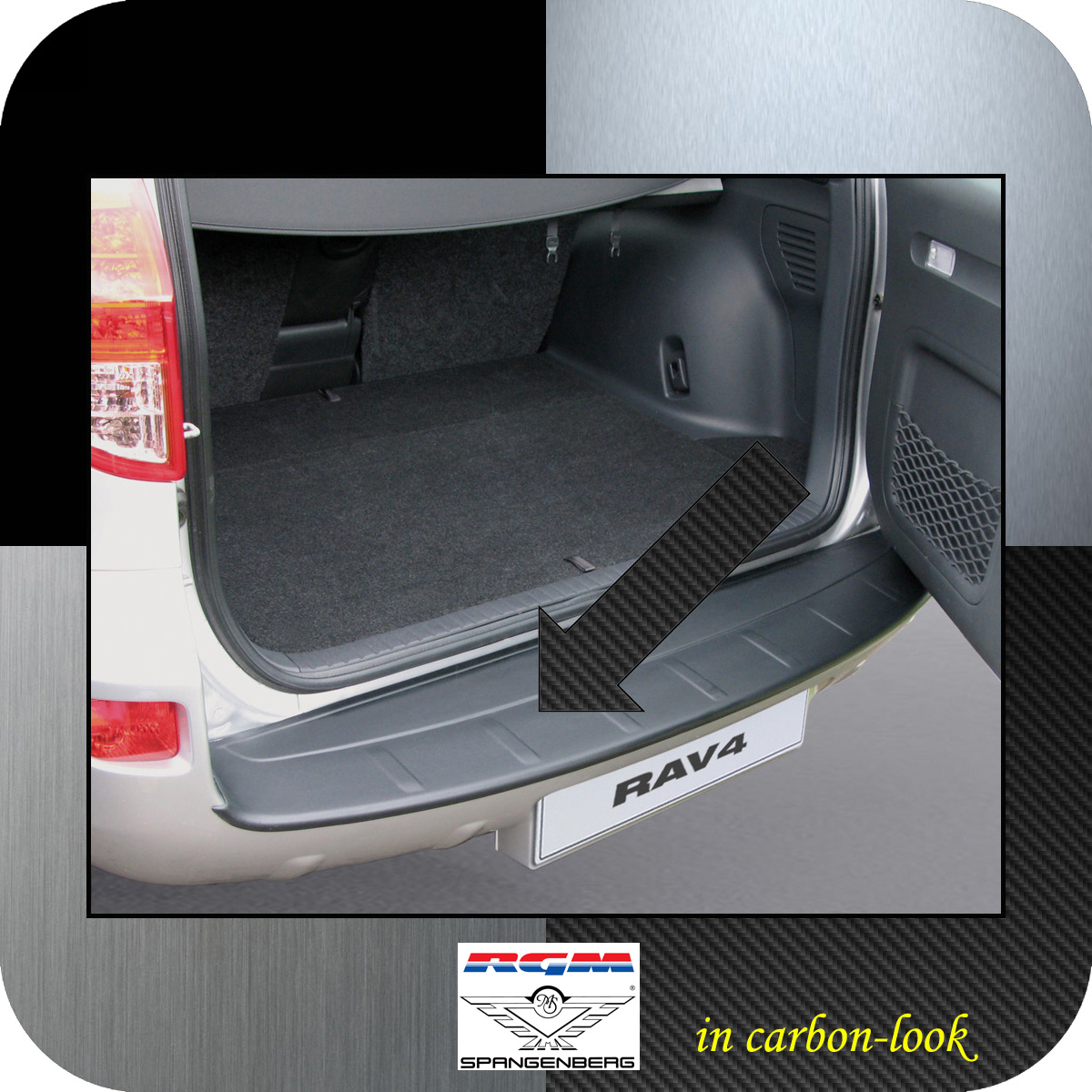 Ladekantenschutz Carbon-Look Toyota RAV4 III SUV Kombi Radhalter 2005-07 3509207