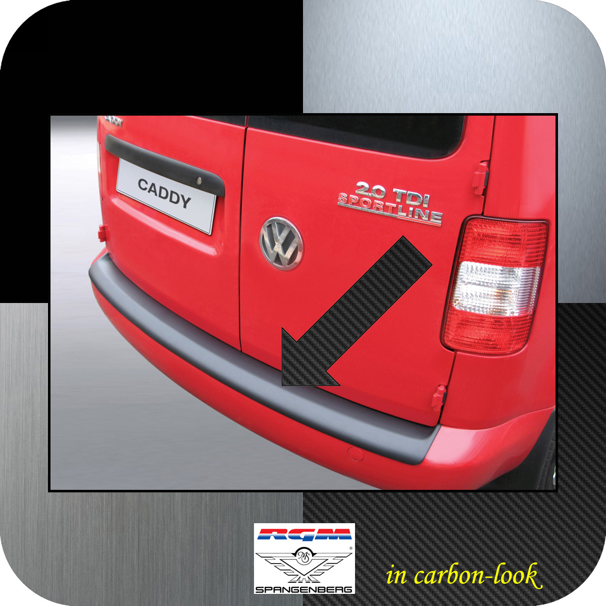 Ladekantenschutz Carbon-Look VW Caddy auch Maxi Lackstoßstange 2004-2015 3509280