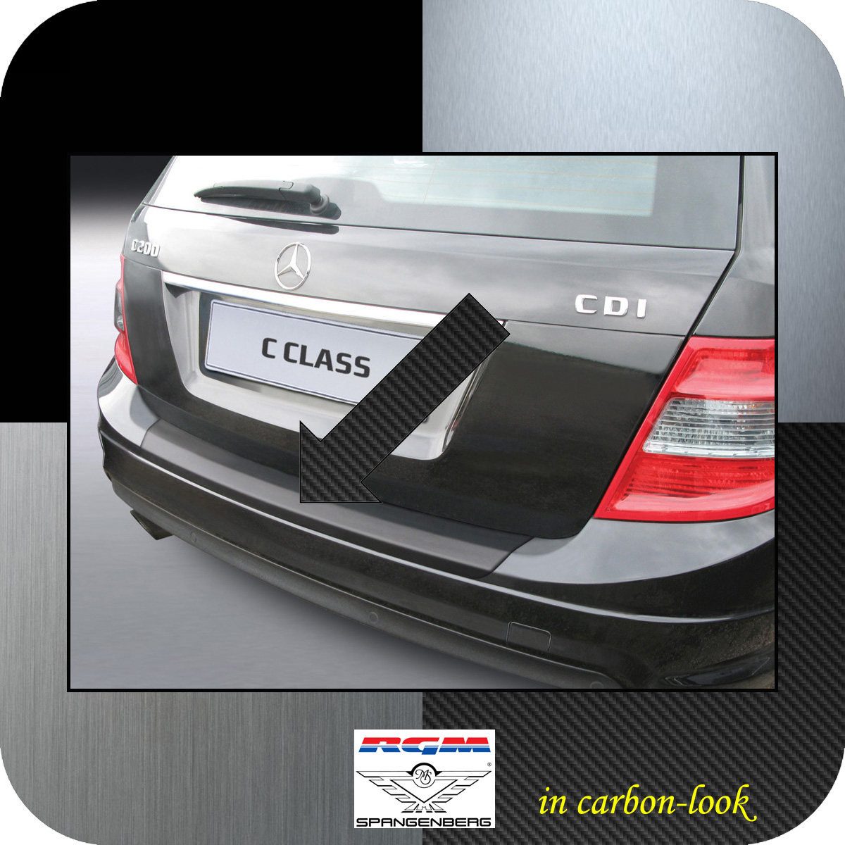Ladekantenschutz Carbon-Look Mercedes C-Klasse AMG S204 vor Mopf