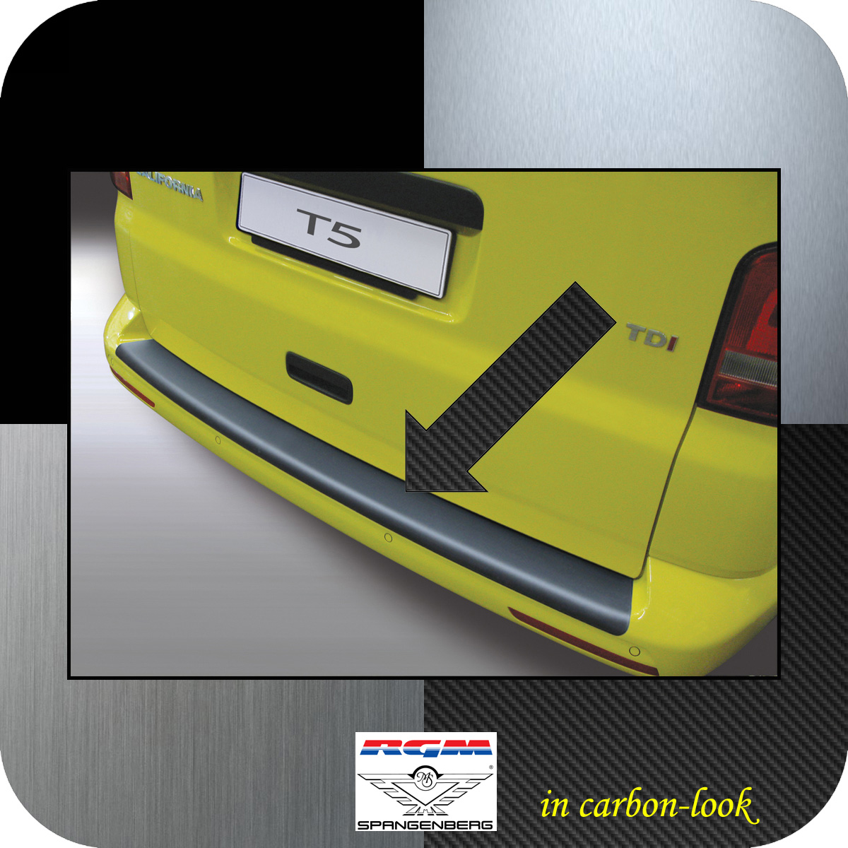 Ladekantenschutz Carbon-Look VW T5 Lackstoßstange 2012-15 Version glatt 3509576