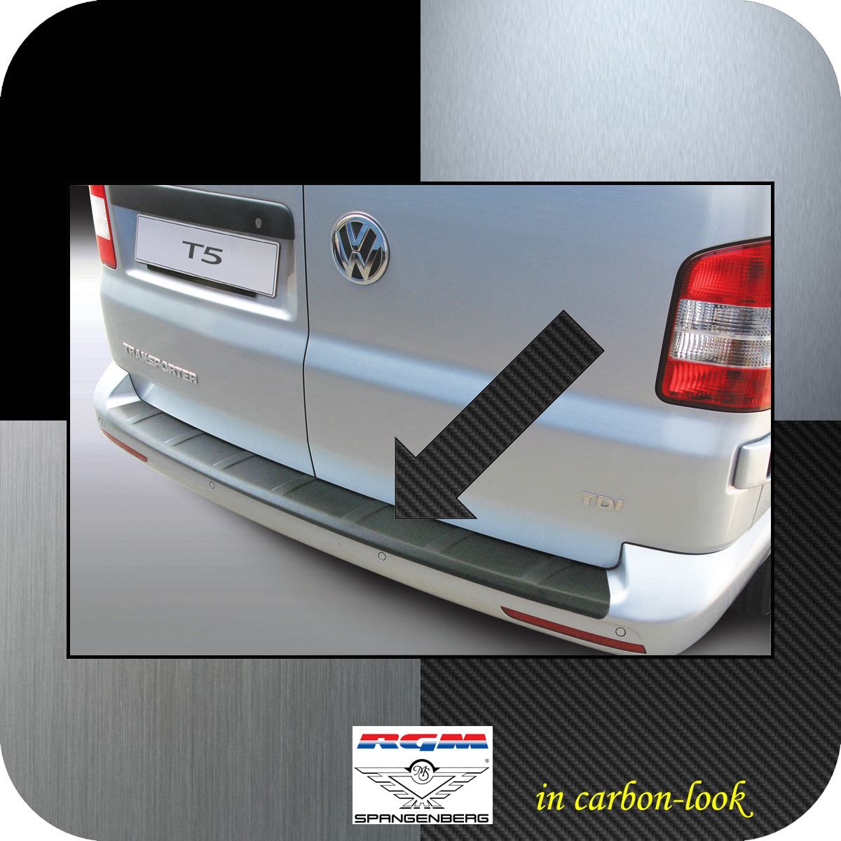 Ladekantenschutz Carbon-Look VW T5 mit Lackstoßstange Baujahre