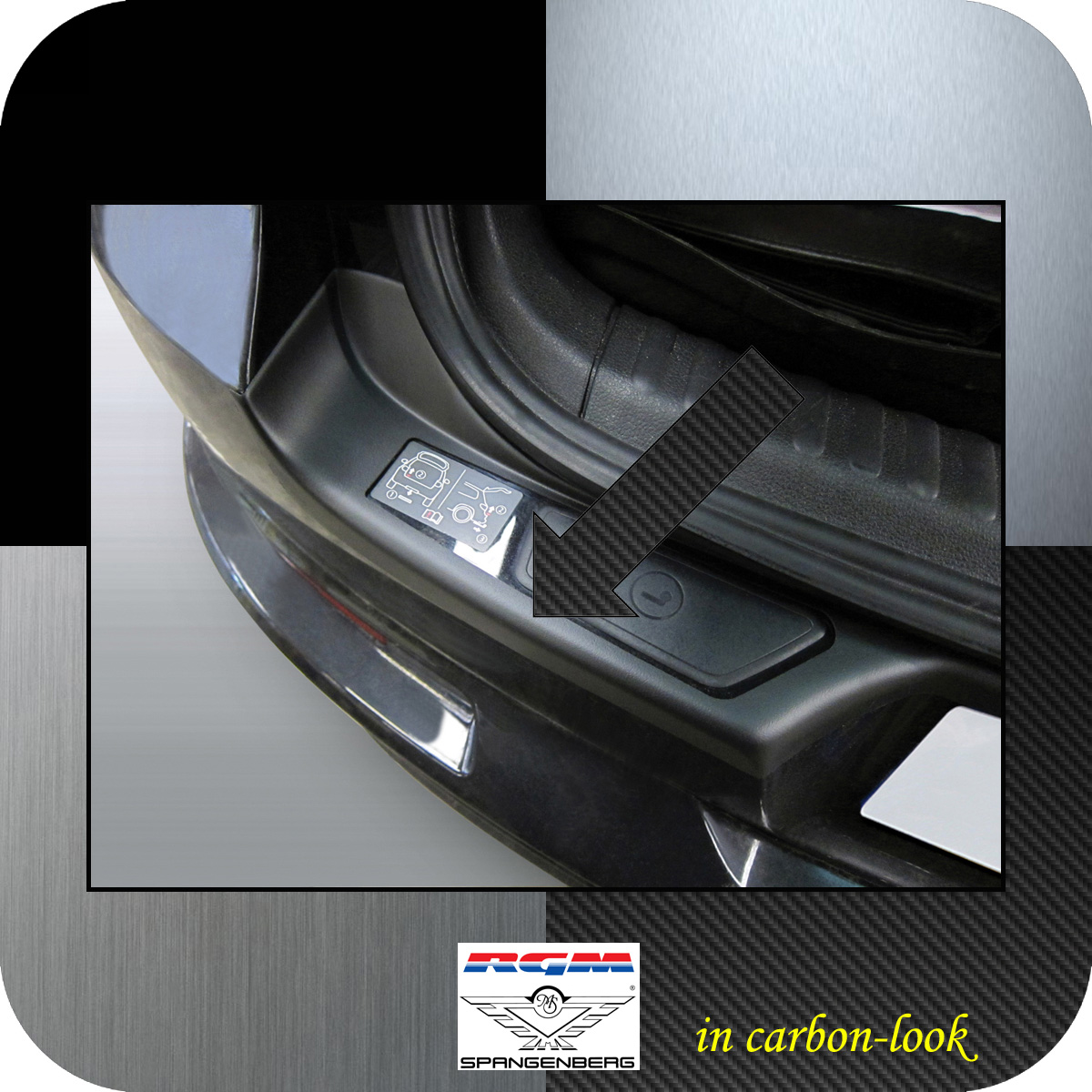 Ladekantenschutz Carbon-Look VW Tiguan SUV schwenkbare Kupplung 2007-16 3509741
