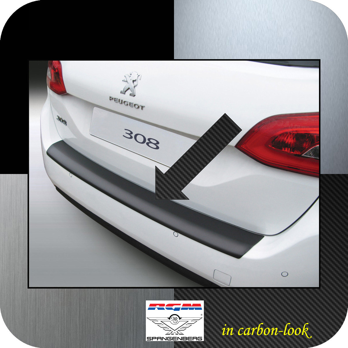 Exklusiv RGM Ladekantenschutz Carbon-Look für Peugeot 308 SW II Kombi ab 3.2014 