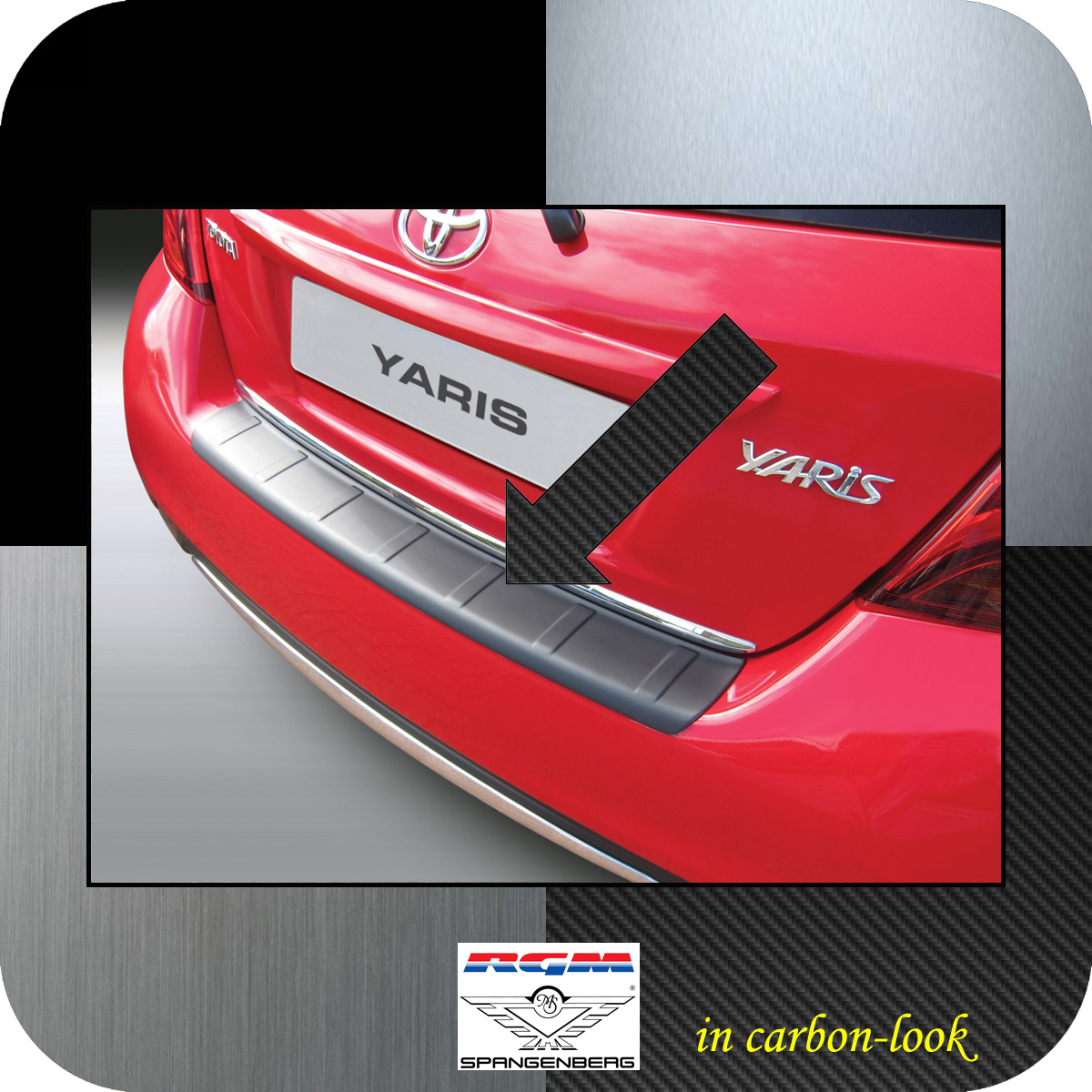 Ladekantenschutz Carbon-Look für Toyota Yaris III 1.facelift 08.14-03.17 3509782