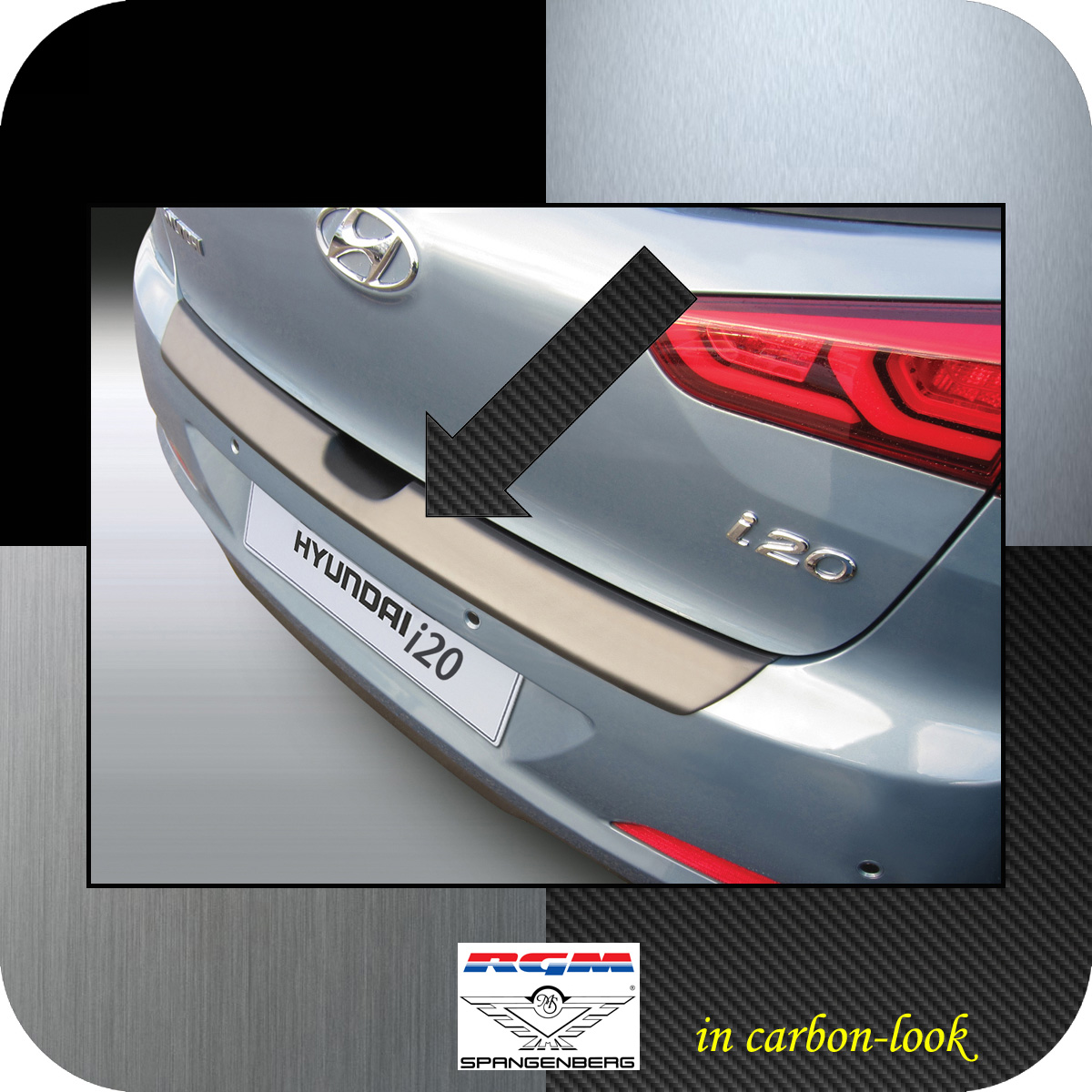 Ladekantenschutz Carbon-Look Hyundai i20 II Schrägheck 5-Türer 2014-2018 3509786