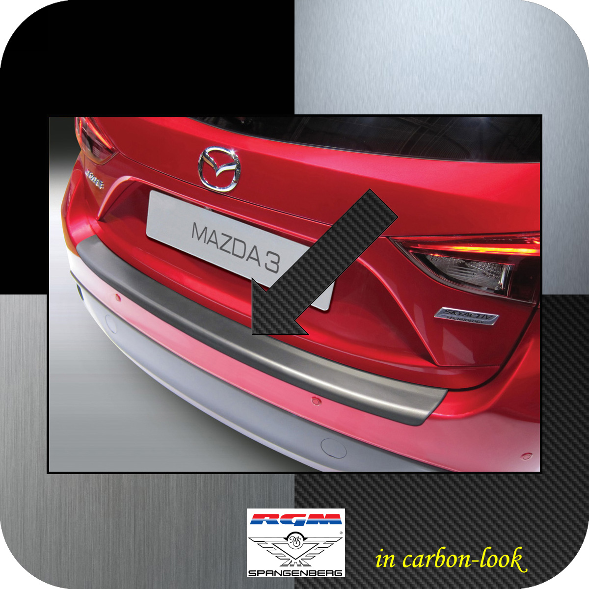 Ladekantenschutz Carbon-Look Mazda 3 III Schrägheck 5-Türer 10.13-02.19 3509804