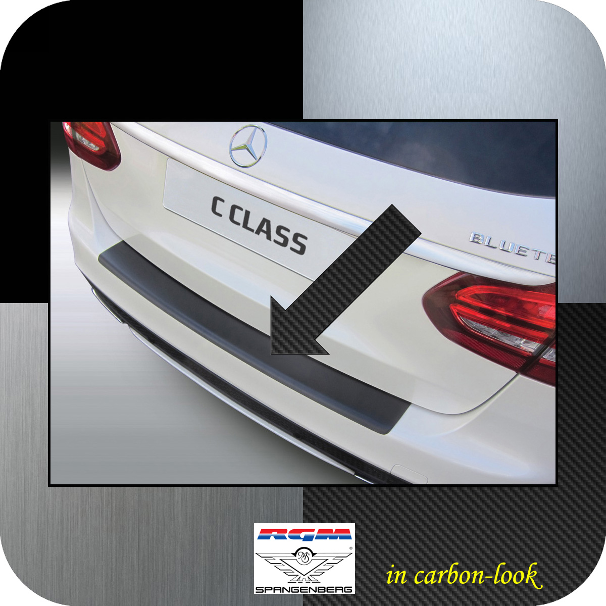 Mercedes C-Klasse W205 Coupé/Cabrio Carbon Stil Hintere Stoßstange Schutz 