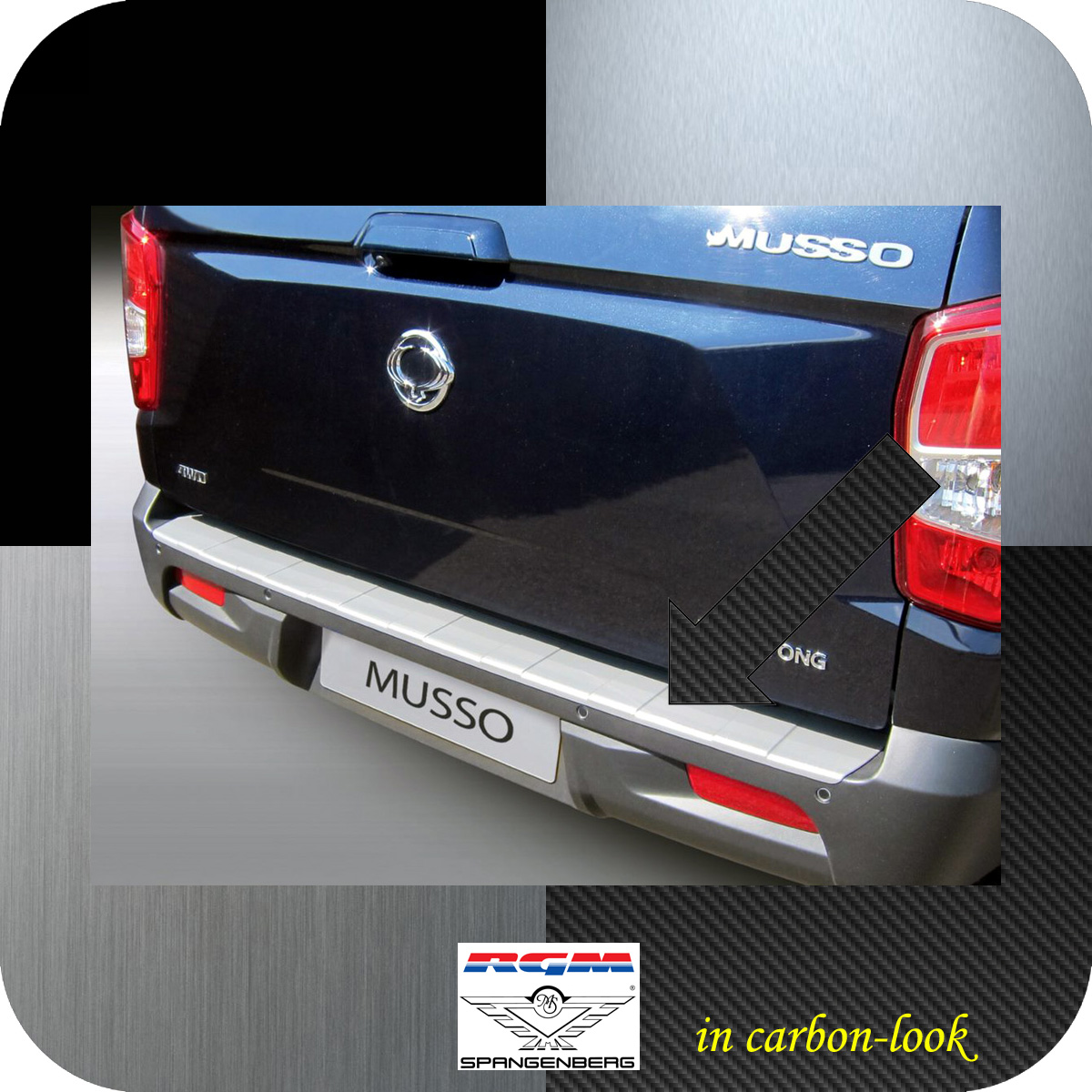 Ladekantenschutz Carbon-Look für SsangYong Musso SUV ab Baujahr 08.2018- 3509825