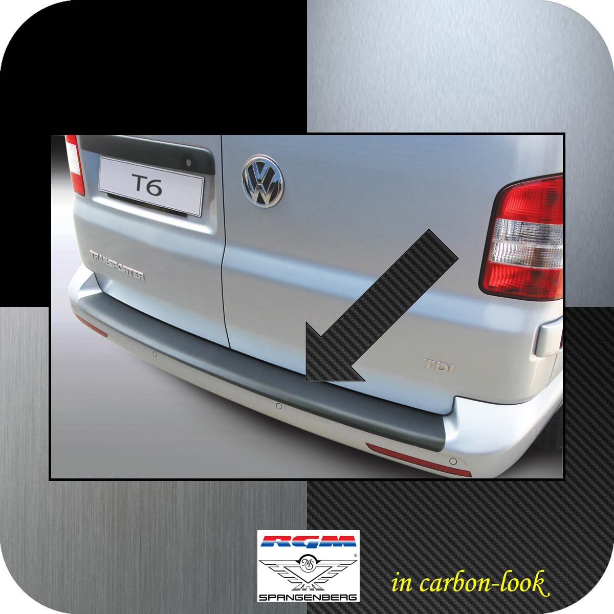 Ladekantenschutz Carbon-Look VW T6 T6.1 VI Heck- Flügeltüren 2015- glatt 3509874