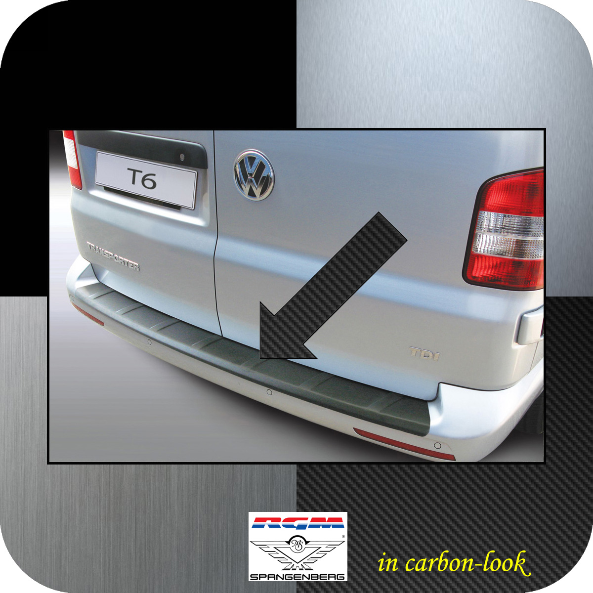 Ladekantenschutz Carbon-Look VW T6 T6.1 Heck- Flügeltüren 2015- gerippt 3509875