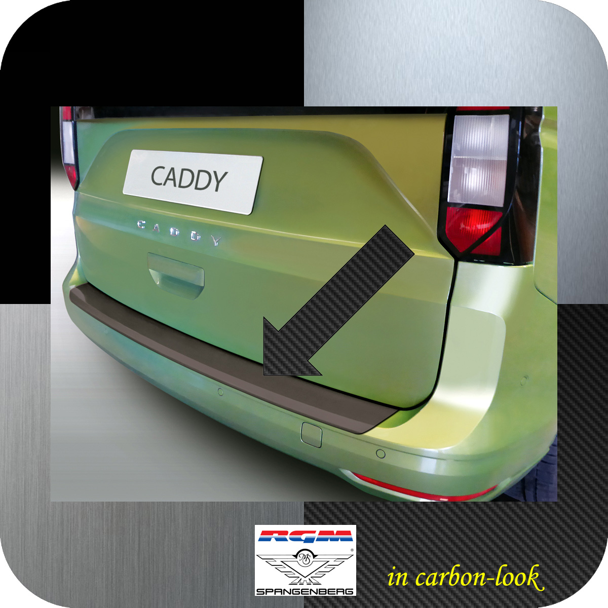 Ladekantenschutz Carbon-look für VW Caddy V mit Lackstoßstange ab 10.20- 3591336