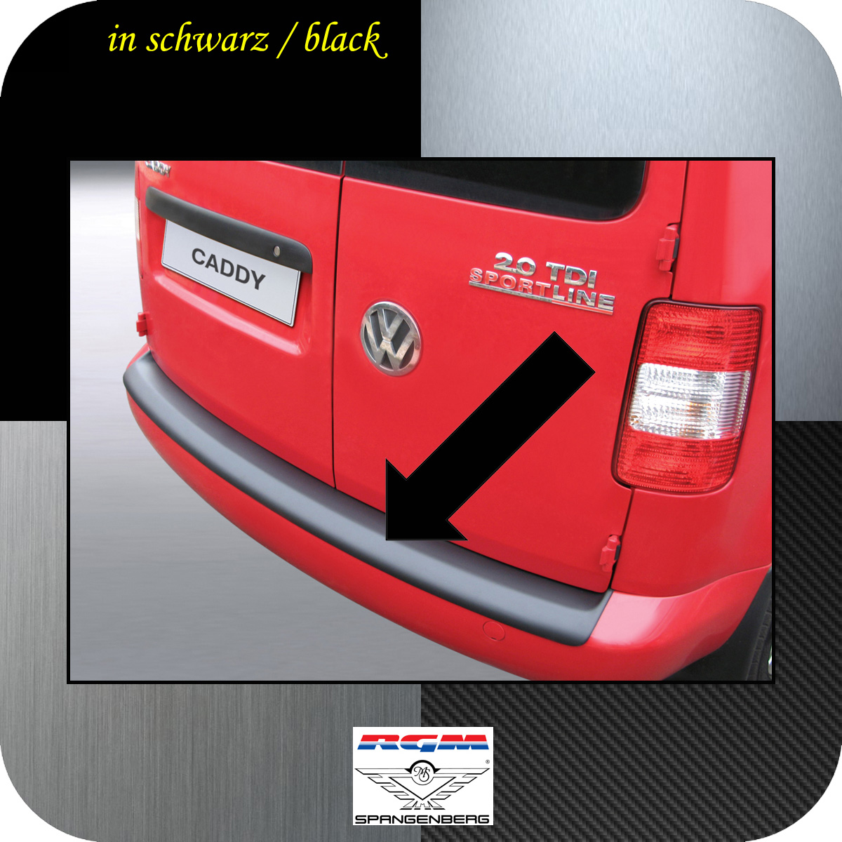 Ladekantenschutz schwarz VW Caddy auch Maxi Lackstoßstange 2004-2015 3500280