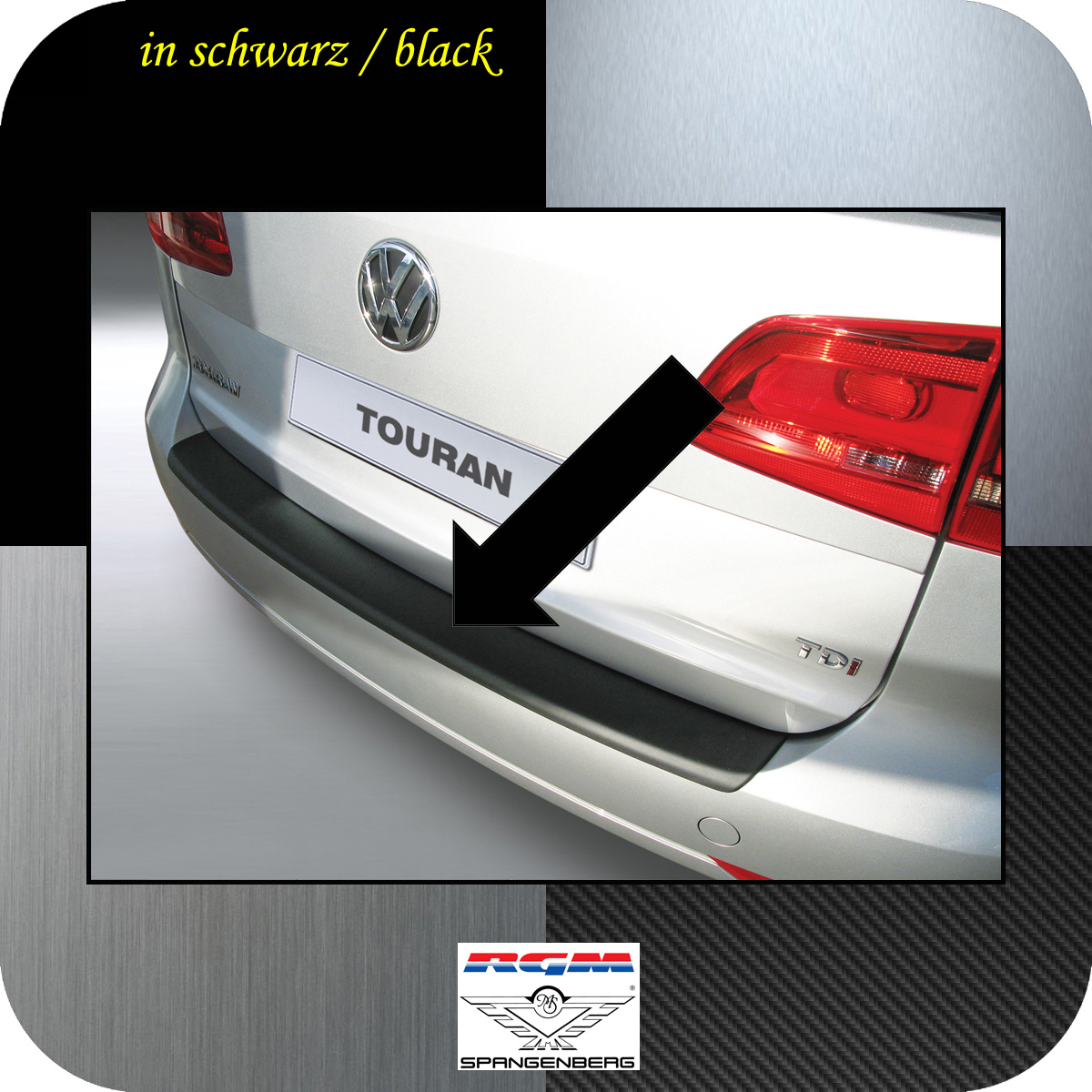 Für VW Touran 1T GP Facelift 2010 Premium V2A Ladekantenschutz Matt gebürstet
