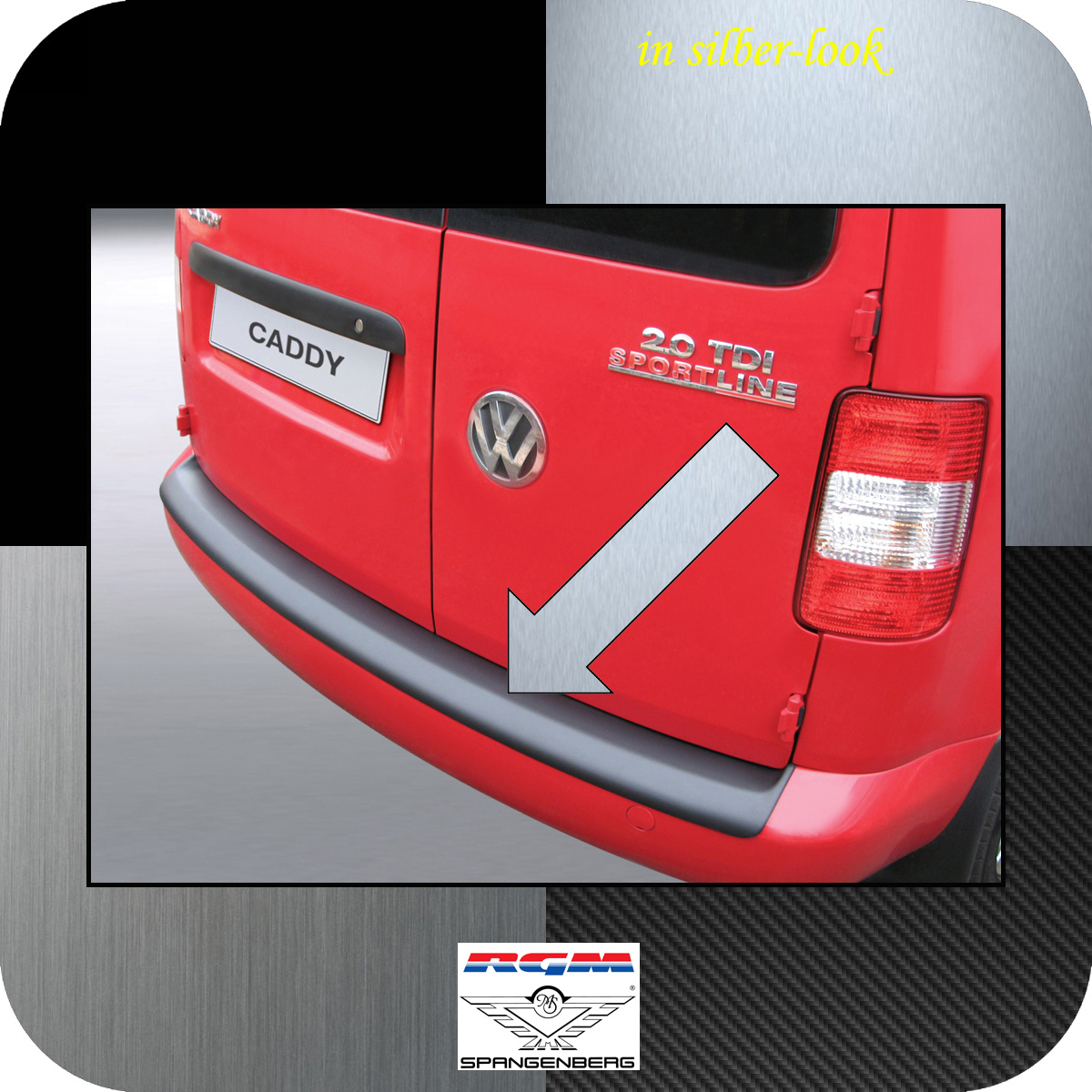 Ladekantenschutz Silber-Look VW Caddy auch Maxi Lackstoßstange 2004-2015 3506280