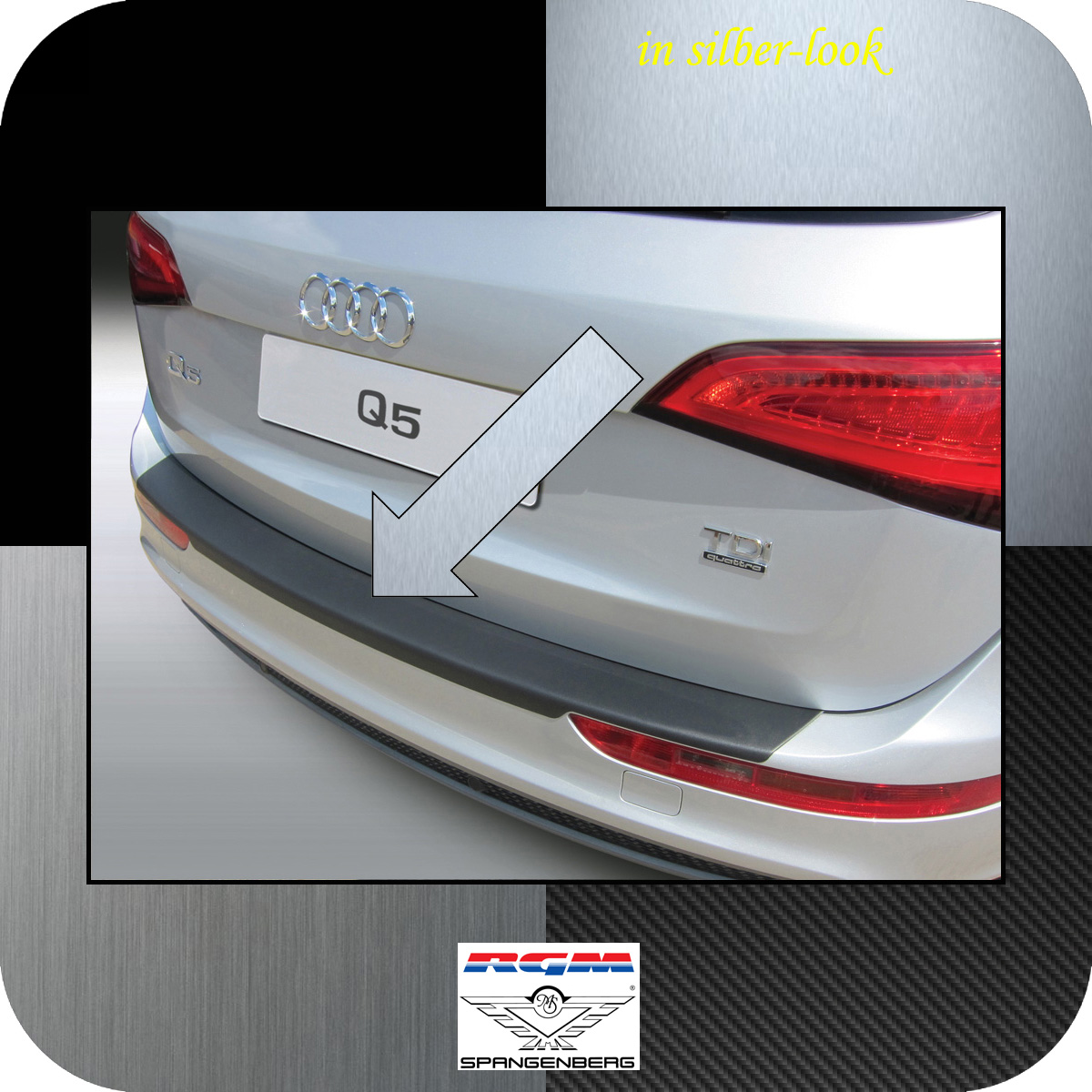 Ladekantenschutz Silber-Look Audi Q5 SUV Kombi auch SQ5 Baujahre 2008-16 3506475