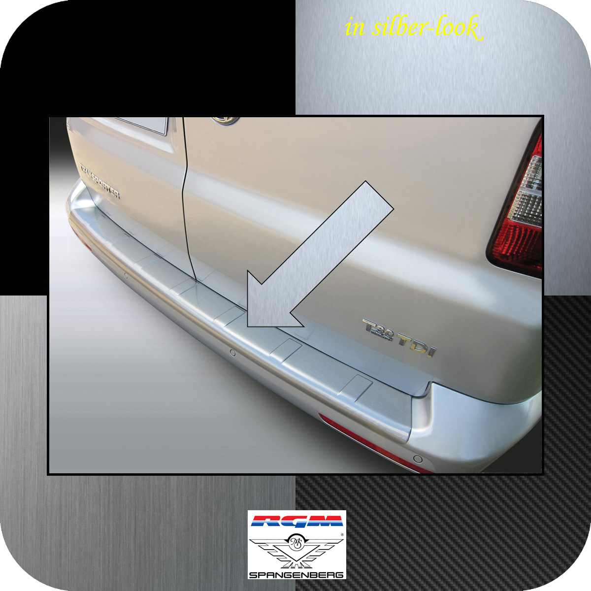 Ladekantenschutz Silber-Look VW T5 mit Lackstoßstange Baujahre 2012-15 3506736