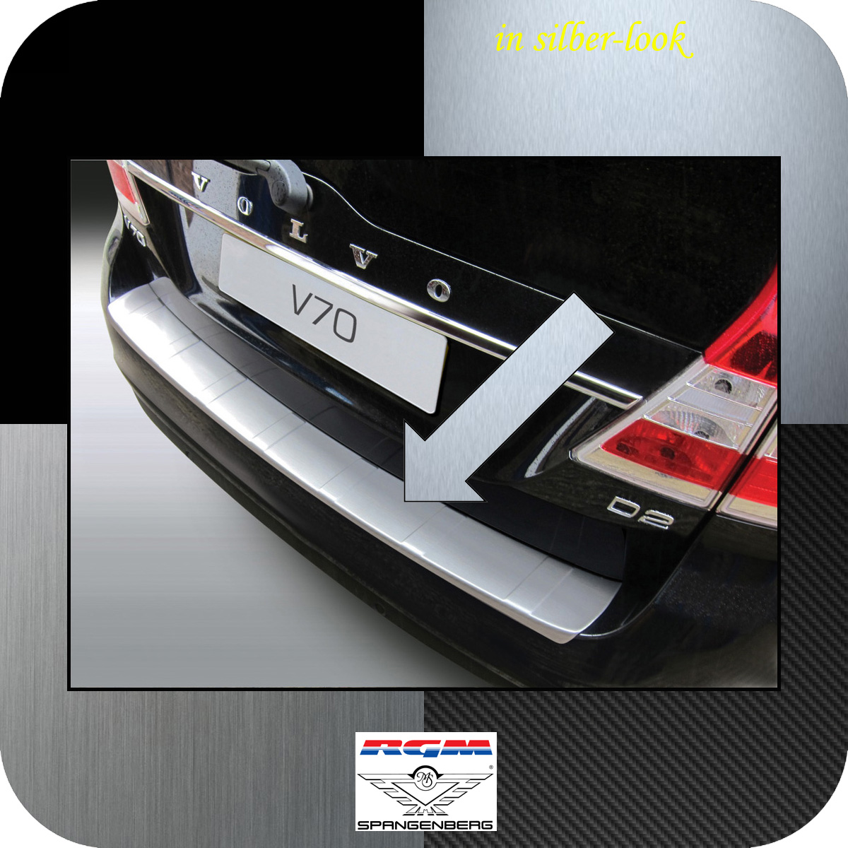 Ladekantenschutz Silber-Look Volvo V70 III Kombi ab facelift 2013-16 3506761