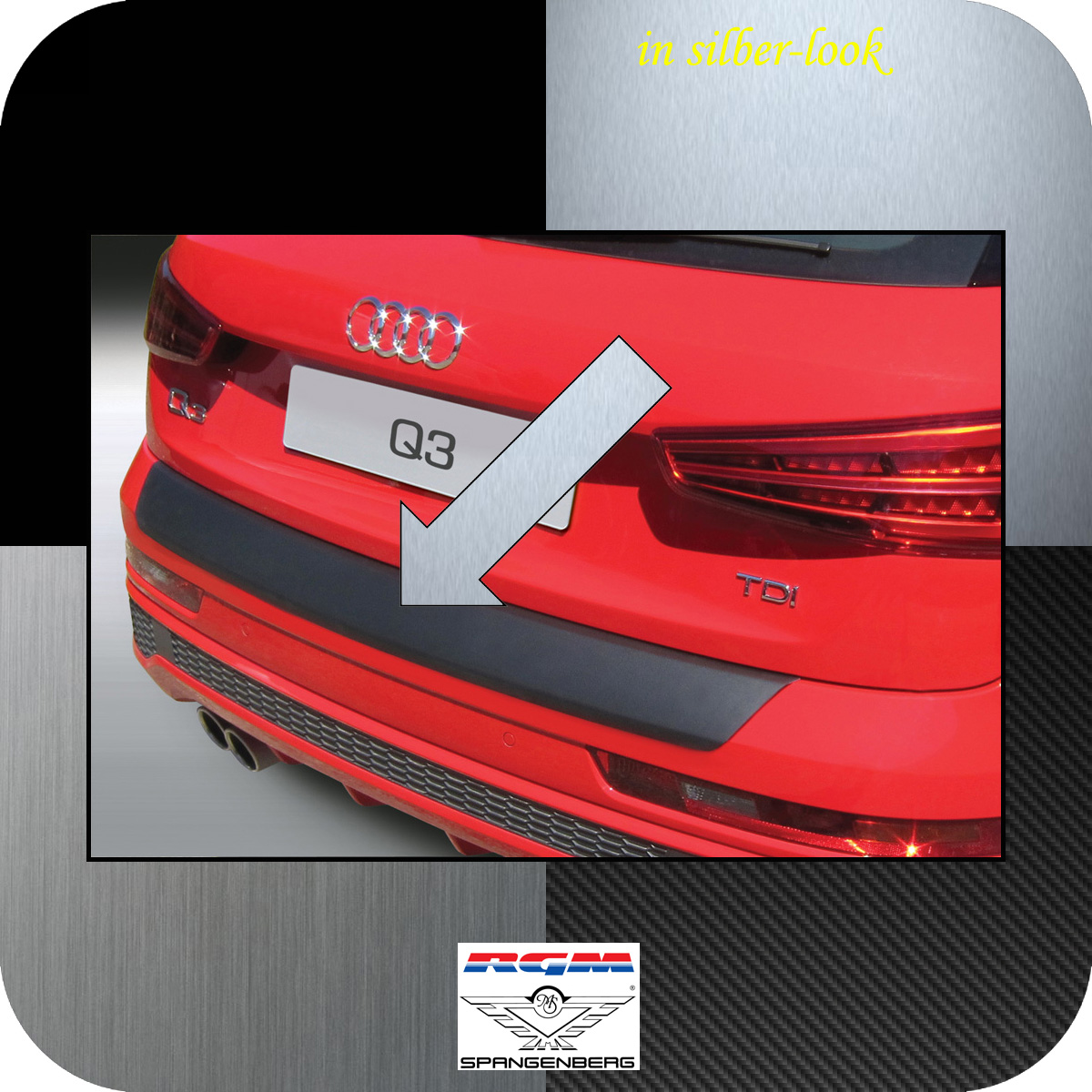 Ladekantenschutz Silber-Look Audi Q3 auch RS Kompakt SUV 2011-2018 3506762