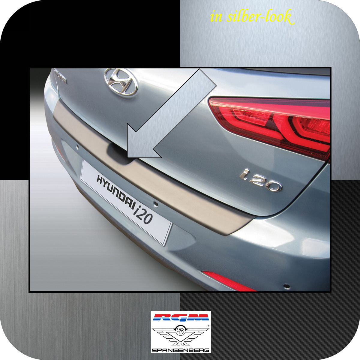 Ladekantenschutz Silber-Look Hyundai i20 II Schrägheck 5-Türer 2014-2018 3506786