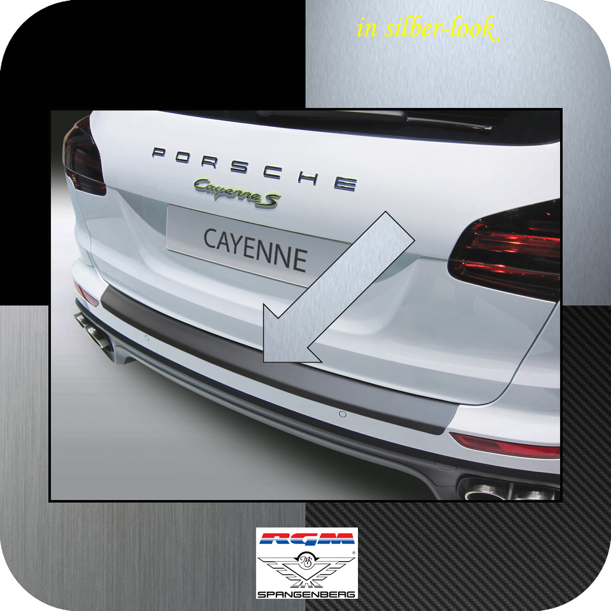 Ladekantenschutz Silber-Look für Porsche Cayenne II SUV ab Mopf 2014-17 3506789