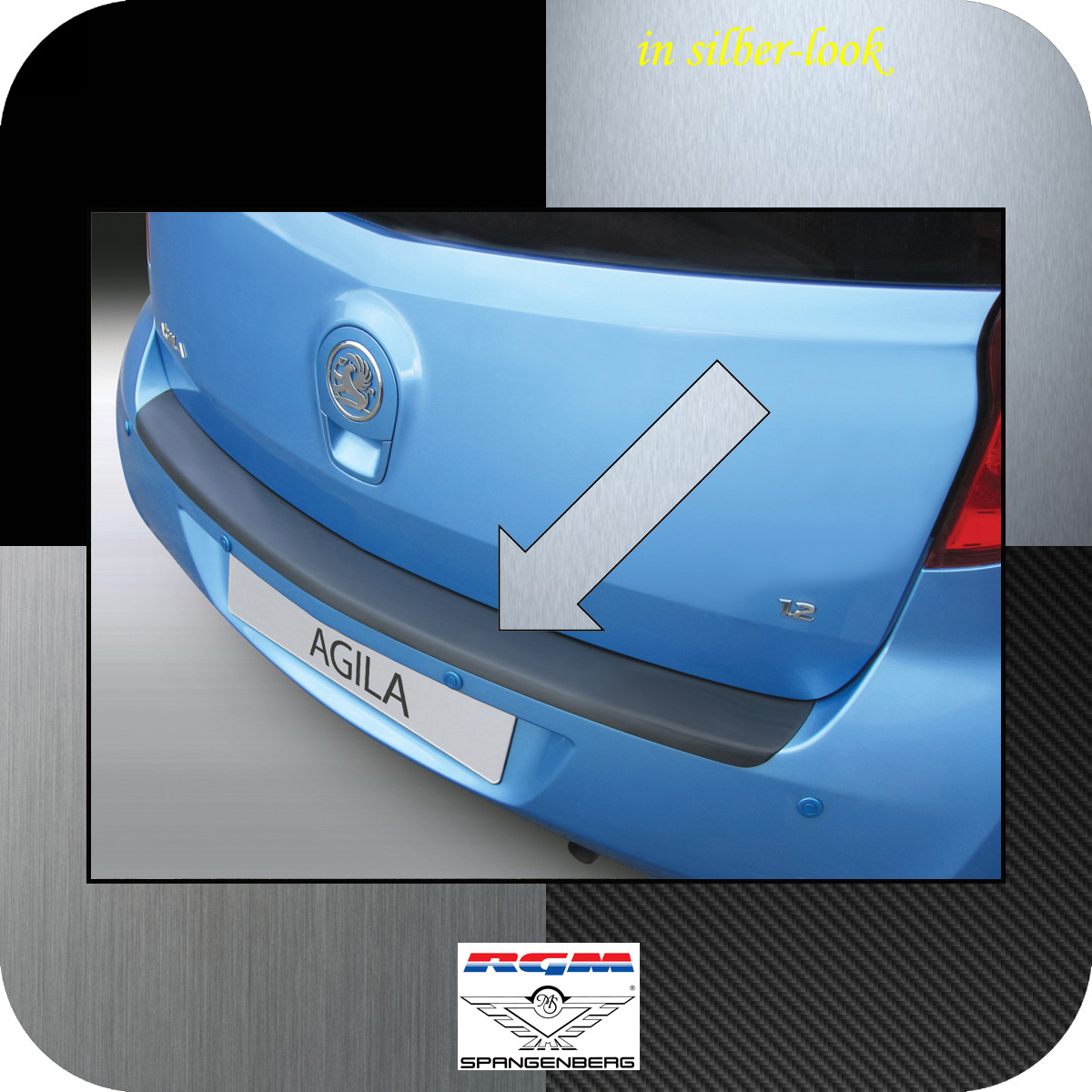 Ladekantenschutz Silber-Look Opel Agila B Minivan Baujahre 3.2008-6.2015 3506994