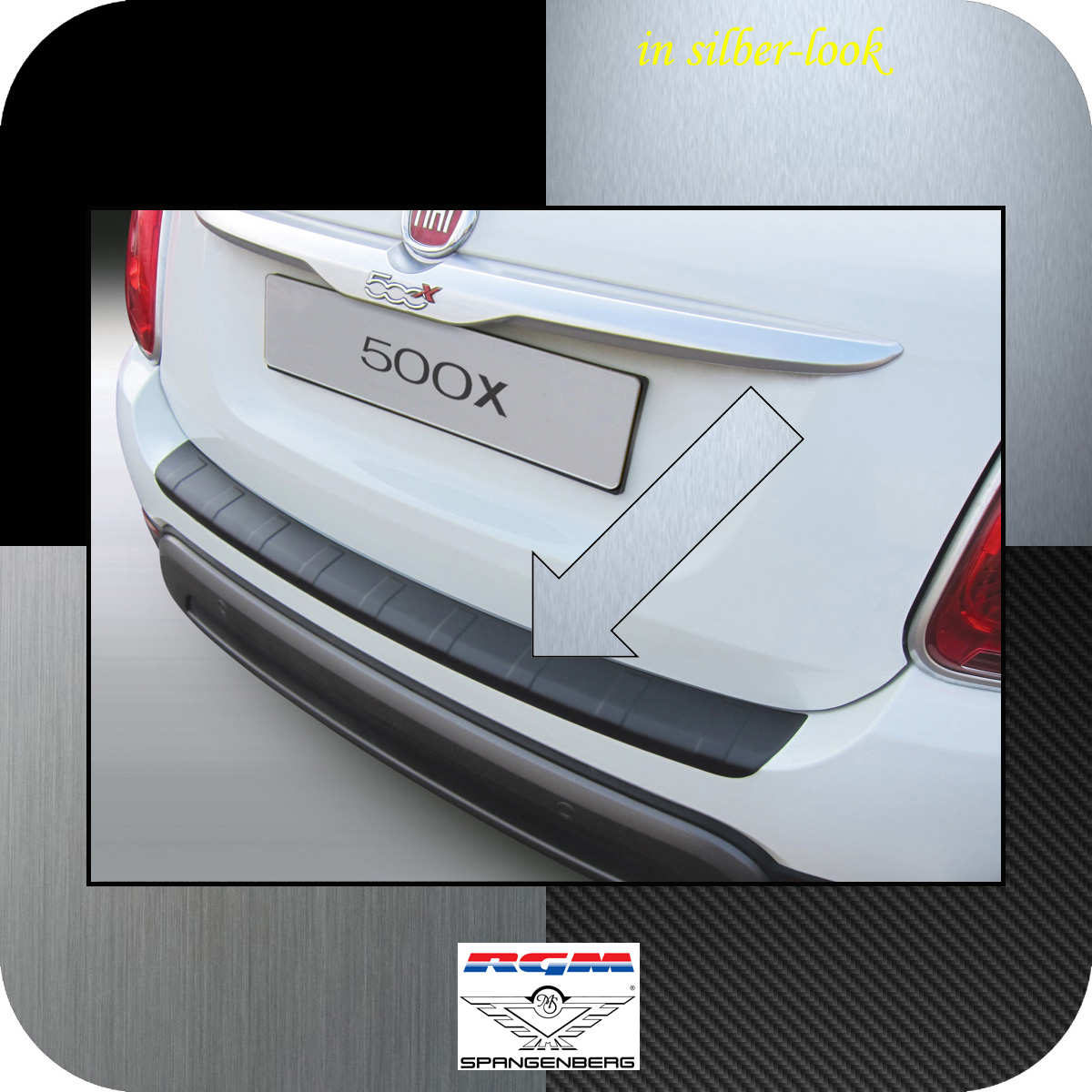 Ladekantenschutz Silber-Look gerippt Fiat 500X Baujahre 2014-2018 3506997